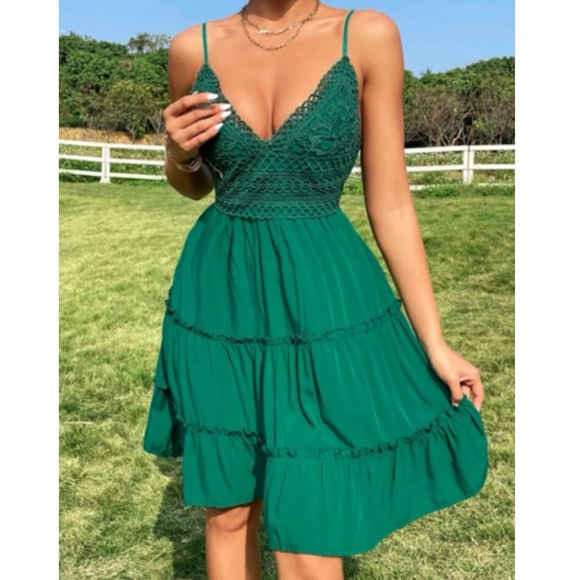 Luxe lace insert tie back cami dress - Picture 7 of 7